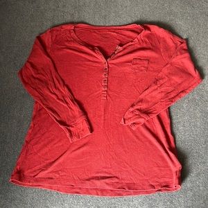 Muted Red Thermal Half-Button Up Long Sleeve Shirt